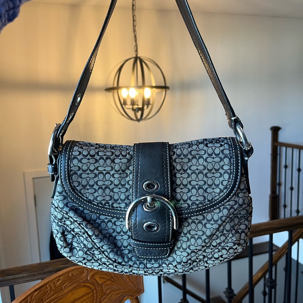 Coach Signature Black & Gray Soho Shoulder Bag